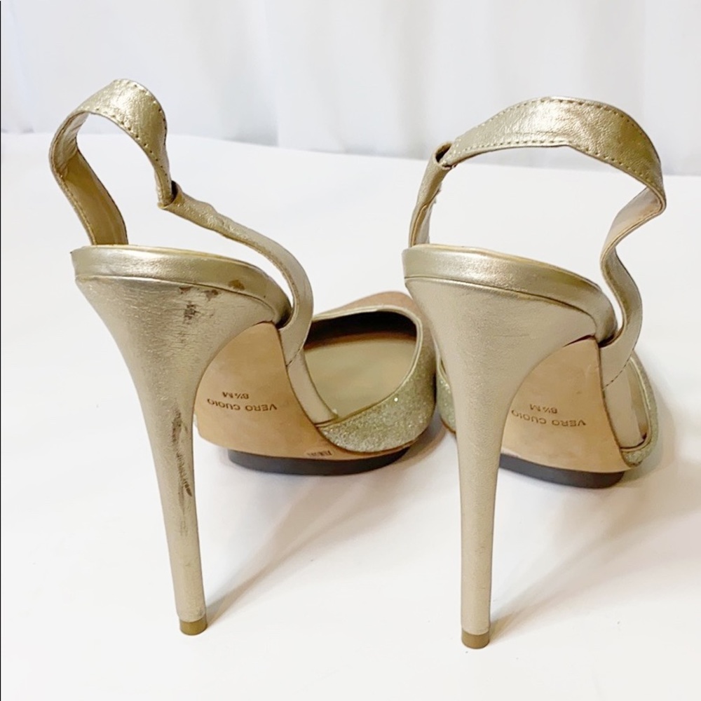 BCBGMaxAzzria Gold Sparkly Heels Holiday P… - Picture 4 of 5
